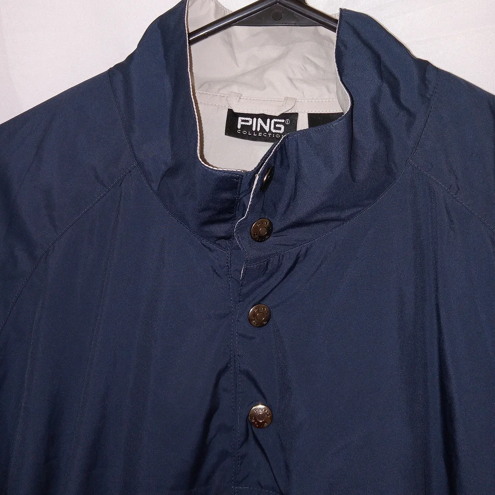 Ping Windbreaker Pullover 1/2 Snap Up Jacket Short Sleeve Men's Navy L Golf